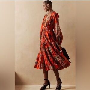 Brand new Banana Republic Elegant Orange Patterned wrap Dress